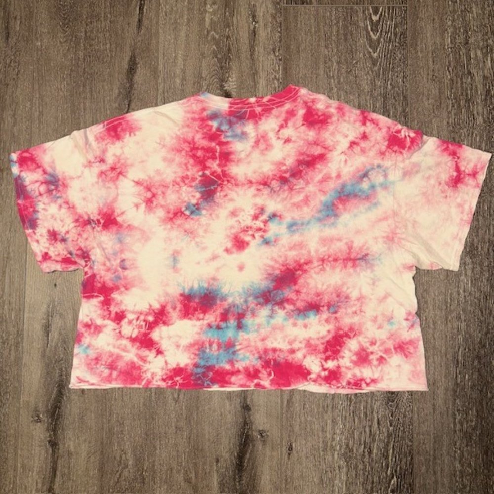 AC/DC Crop Top T-Shirt Womens Size L Large Pink Tie-Dye Shirt EUC - Picture 4 of 4
